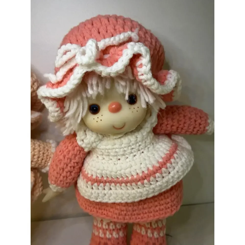 Lot Of 2 Vintage Crochet Dolls Strawberry Shortcake & Friend Apricot 12” EUC!!